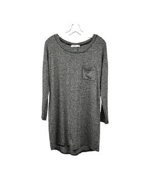 Potter's Pot Womens Striped Shift Dress Long Sleeve Gray/Black Size Small